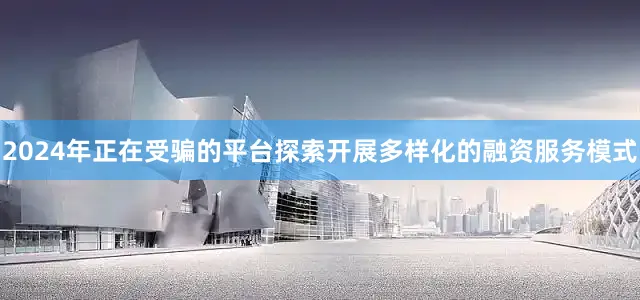 2024年正在受骗的平台探索开展多样化的融资服务模式